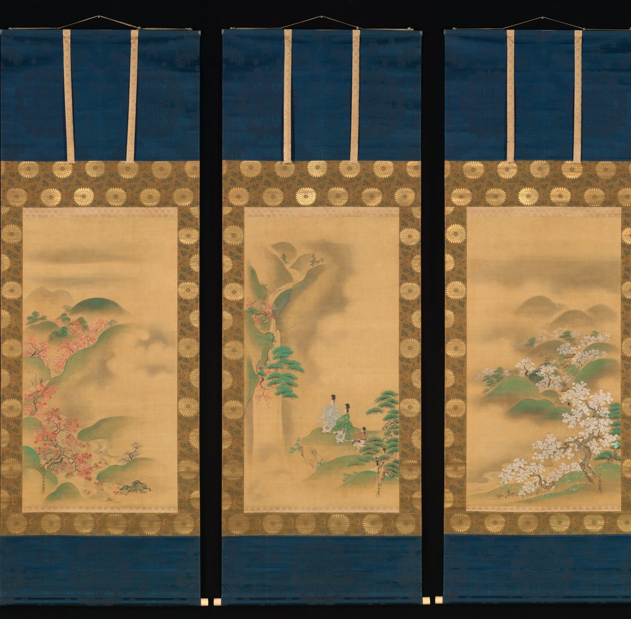 Nunobiki Wateru, Moun Tatsuta Yoshino, Plan D Tatsuta River, Af hånd r 1709. af Kanô Yôboku Tsunenobu