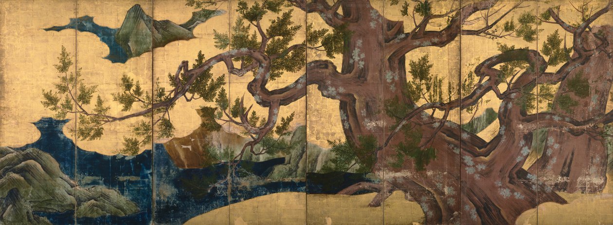 Cypress træer af Kano Eitoku