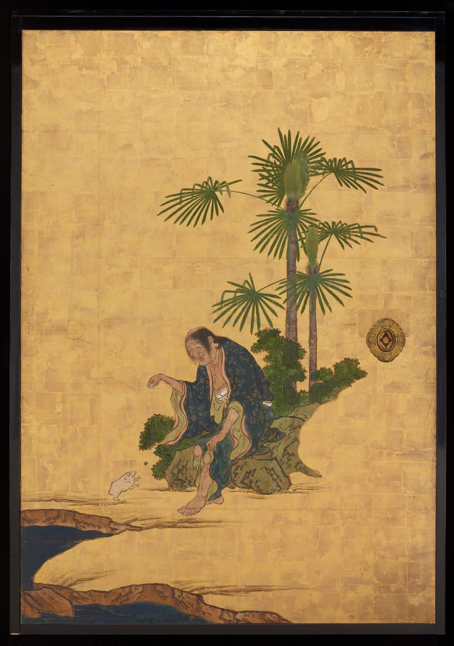 Taoist Immortals, ca. 1647 (blæk, farver og guld på papir) af Kano Sansetsu
