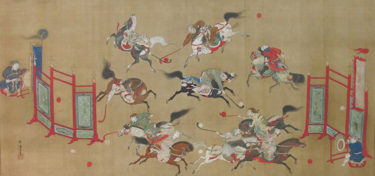 Tartars Playing Polo, begyndelsen af det 18. århundrede. af Kano Eisen