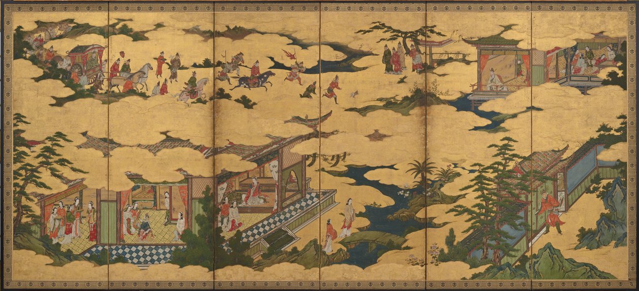 Scener fra Ming Huang-kejserens og Yang Guifeis liv (en af et par med F1901.21) af Kano Mitsunobu