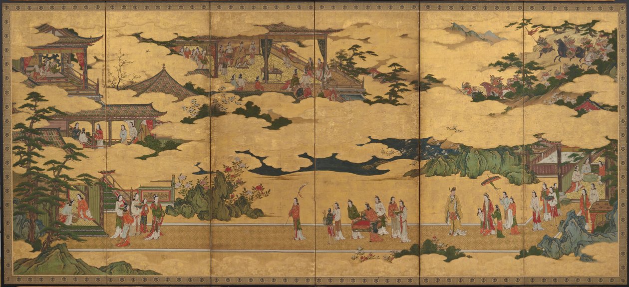 Scener fra Ming Huang-kejserens og Yang Guifeis liv, Momoyama-perioden, slutningen af 16.-begyndelsen af 17. af Kano Mitsunobu
