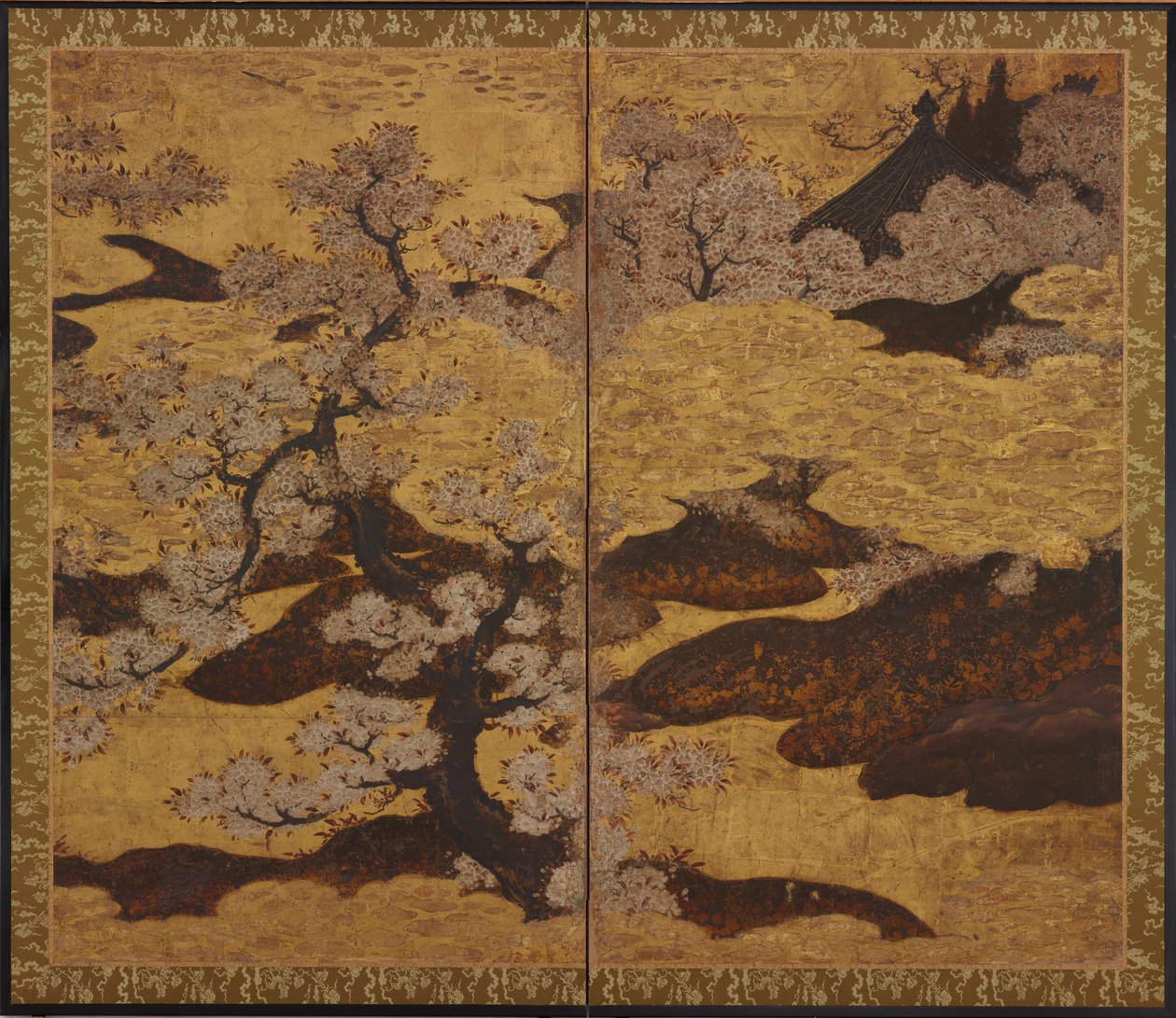Blomstrende kirsebærtræer, Edo-perioden, ca.1580-1635. af Kano Sanraku