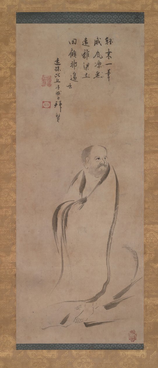 Bodhidharma krydser Yangzi-floden på et rør, slutningen af det 16. århundrede. af Kano Soshu
