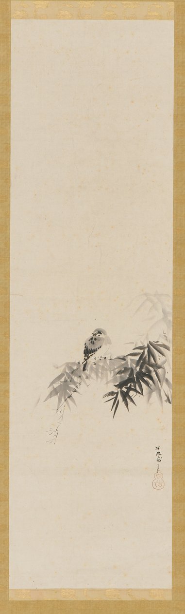 Fugl på en bambusgren, Edo-periode, 1600-tallet. af Kanō Tan’yū