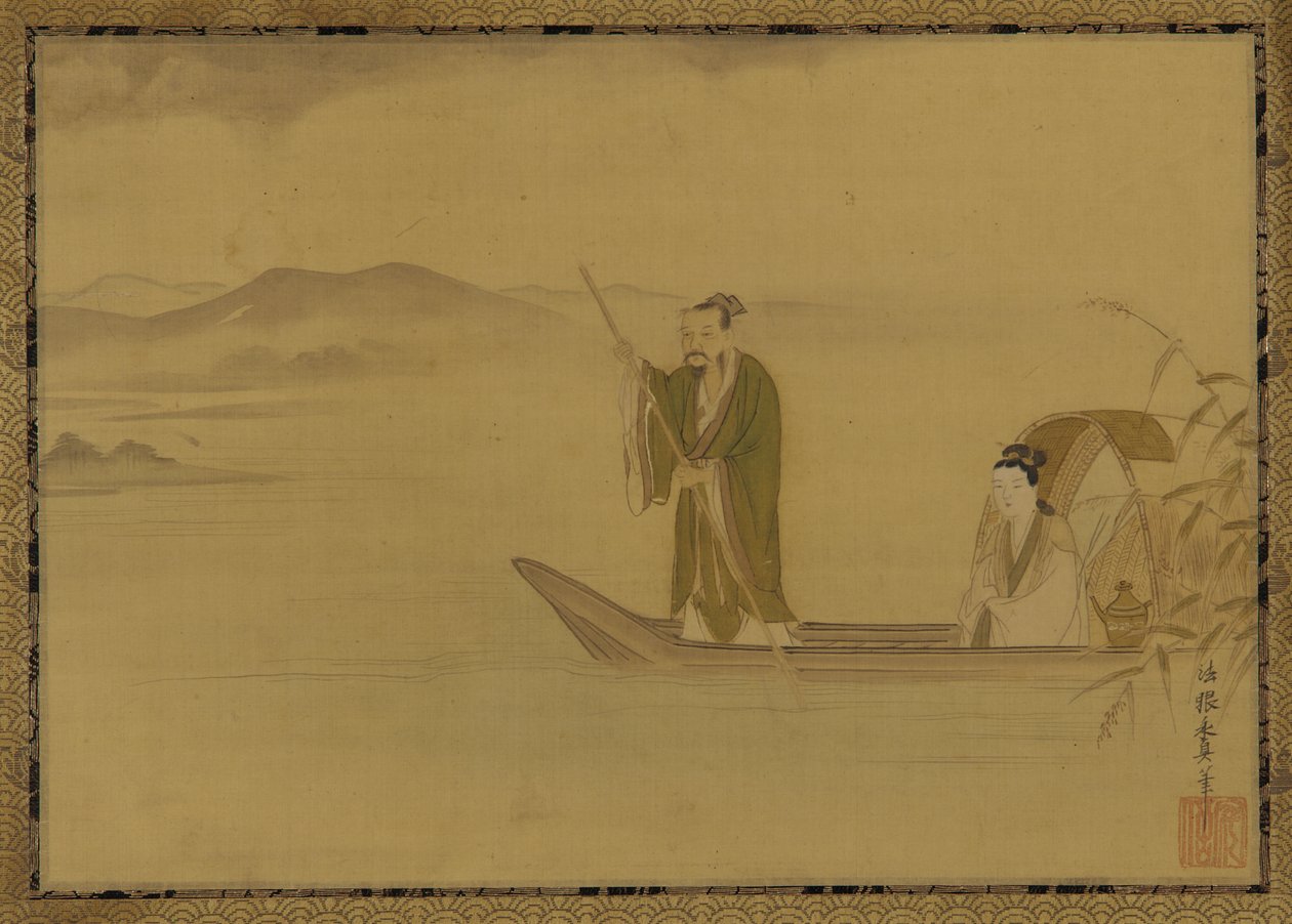 Kinesisk mand og kvinde i en båd, Edo-periode, midten af det 17. århundrede. af Kano Yasunobu