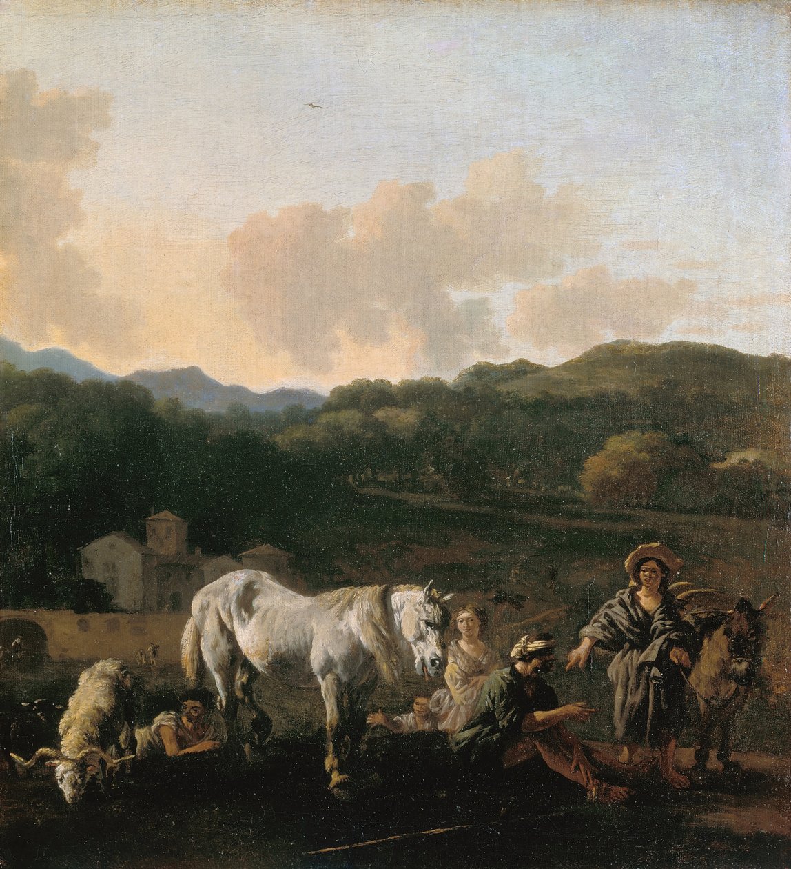 Bønder og en hvid hest af Karel Du Jardin