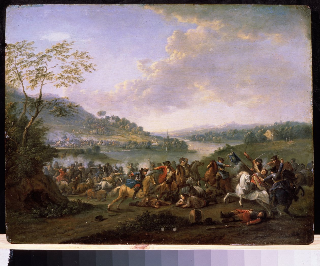 ""En militær træfning"" (Cavalry Skirmish) Kavaleri, der kæmper under et slag. Maleri af Karel Breydel (1678-1733) Statens Museum Arkhangelskoye Estate, Moskva af Karel Breydel