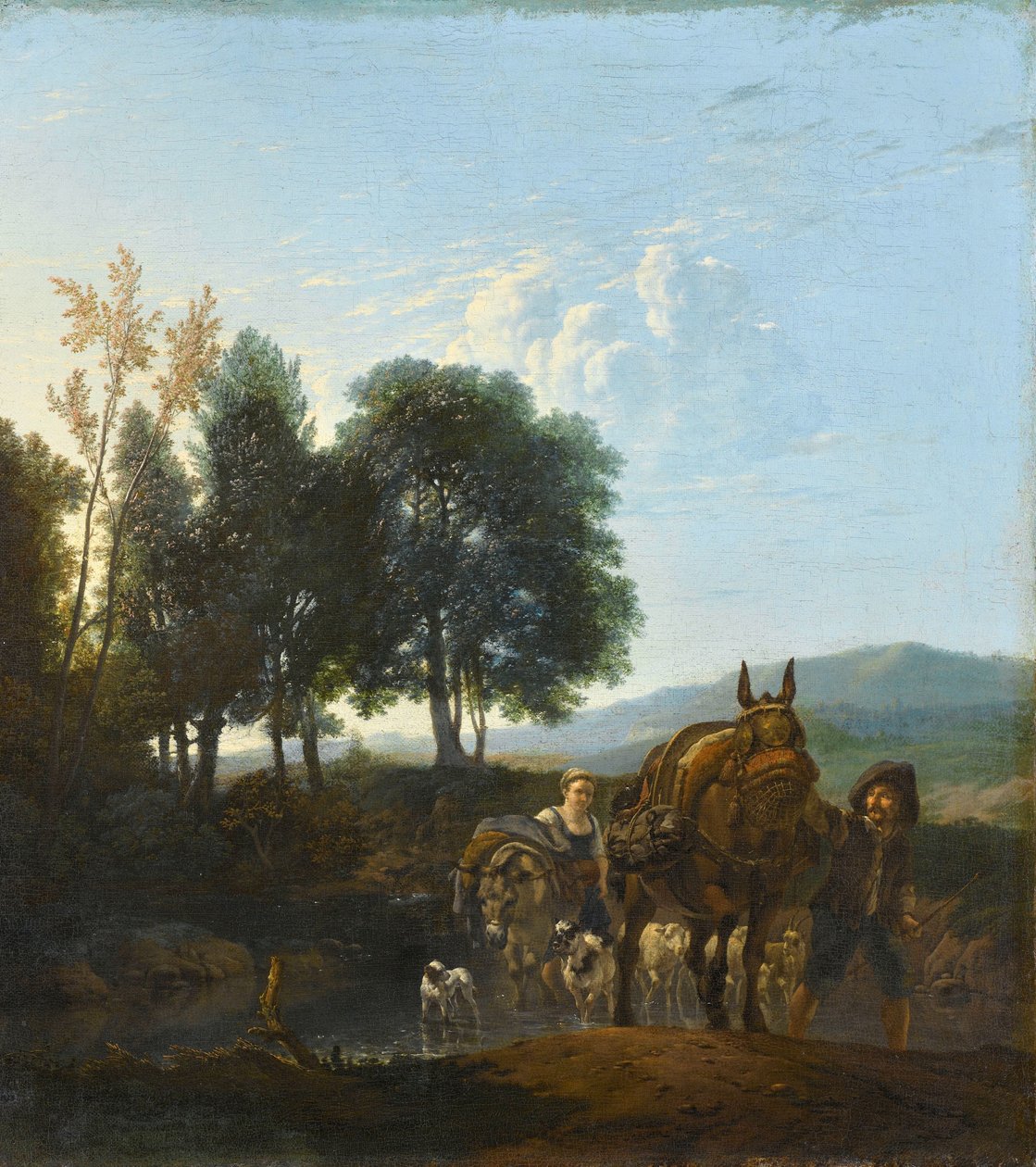 Landskab med Mule Driver af Karel Du Jardin