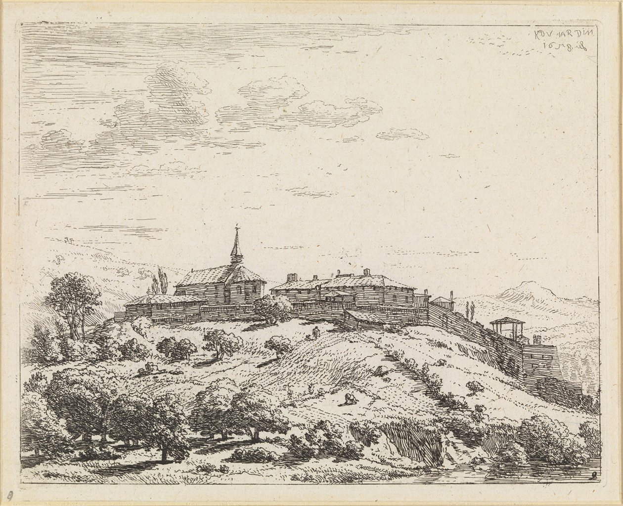 Landsby på en bakke af Karel Dujardin