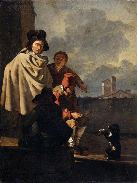 Italienere med en hund af Karel Dujardin