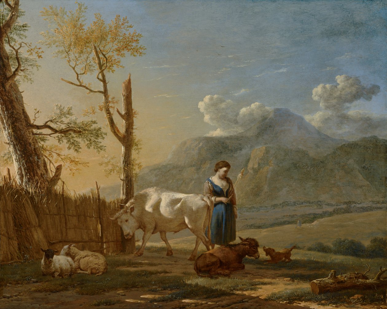 Landskab med en hyrdinde af Karel Dujardin