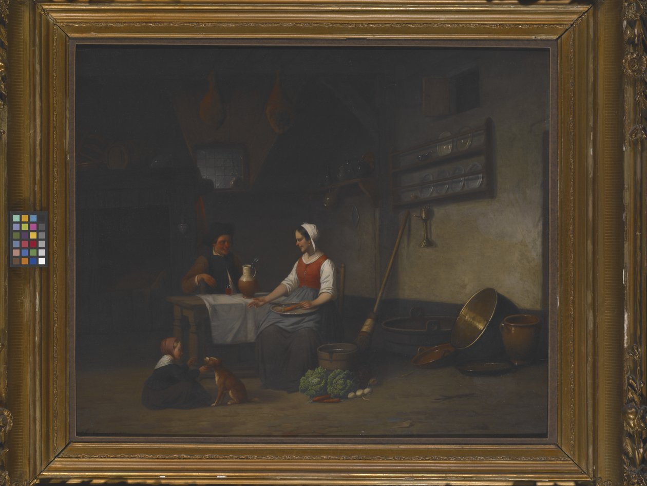 Interiørscene, ukendt dato (olie på træ) af Karel F. Venneman