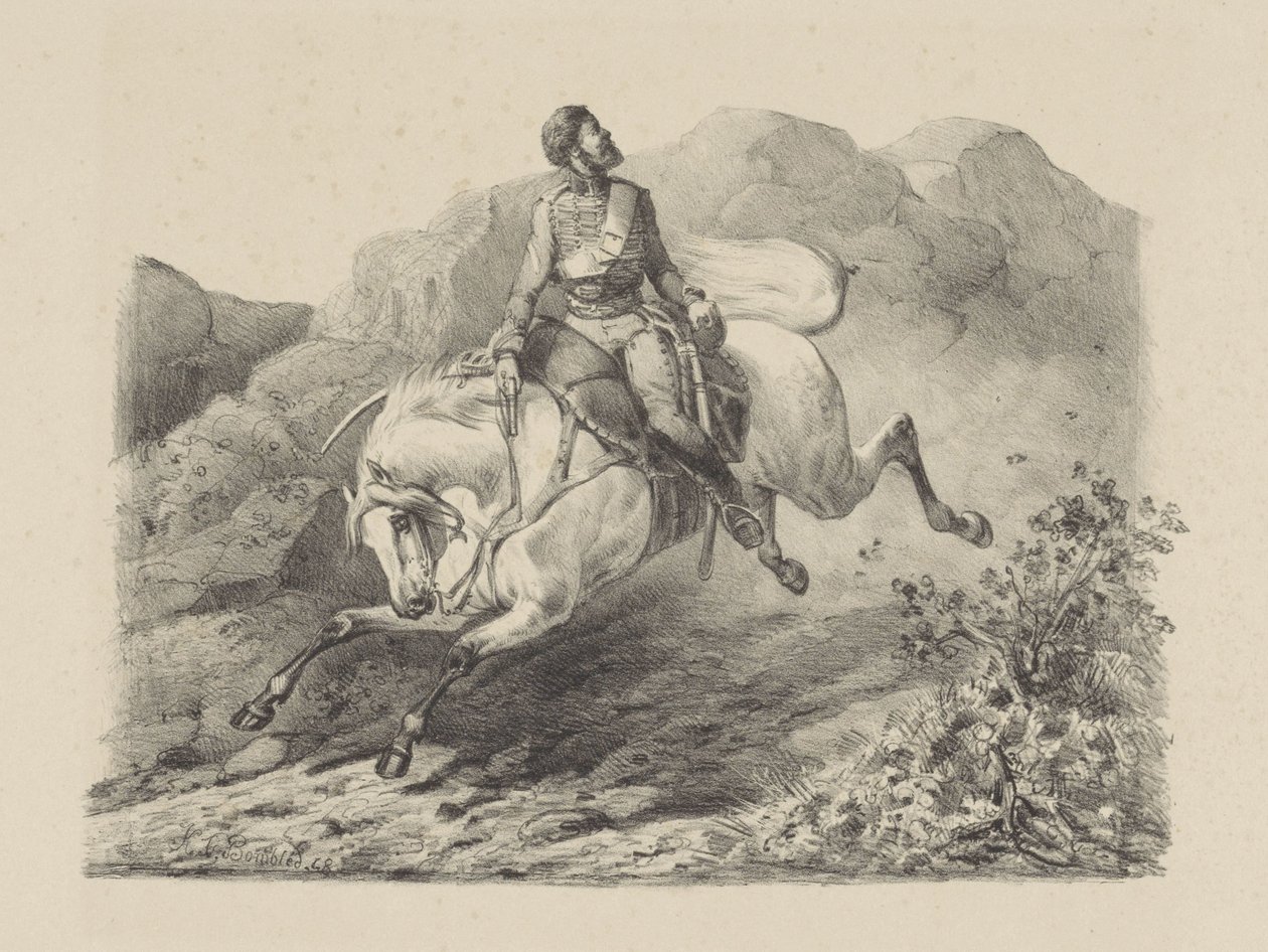 Flygtende soldat til hest af Karel Frederik Bombled