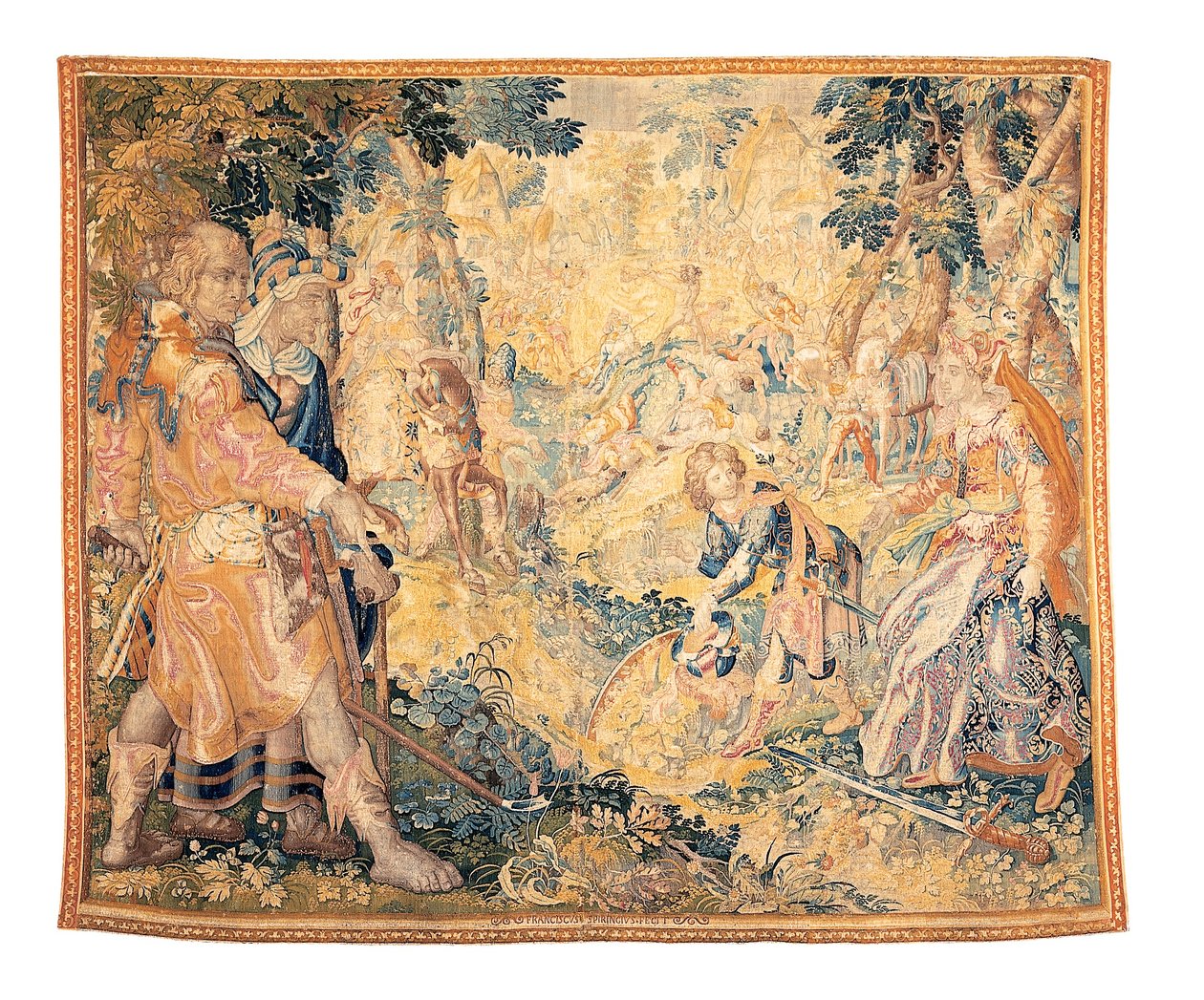 Delfts mytologiske gobelin, der viser en scene fra Orlando Furioso, af Franciscus Spierinckx af Karel Van Mander