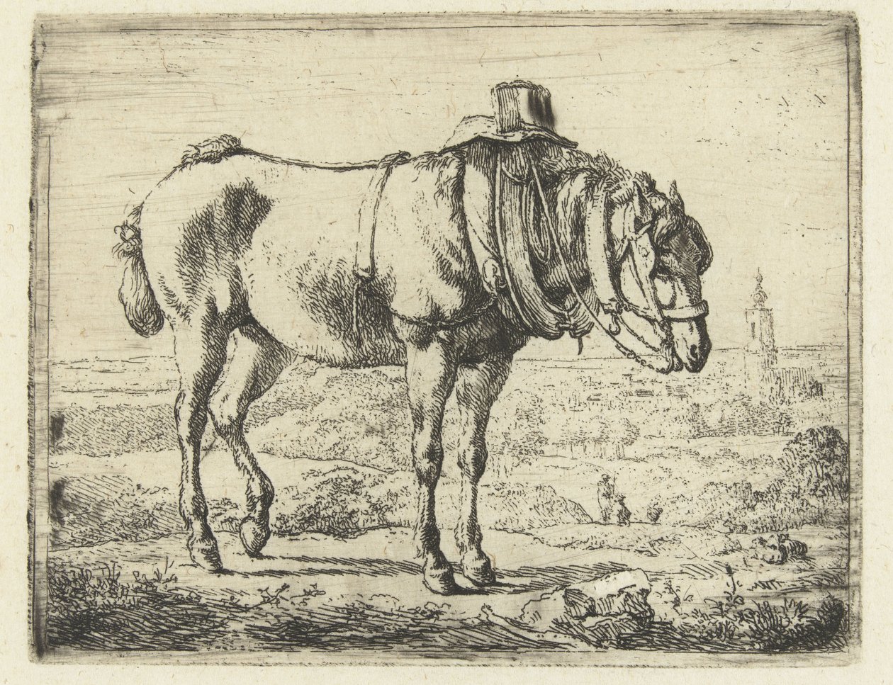 Hest spændt som arbejdshest af Karel du Jardin (possibly)