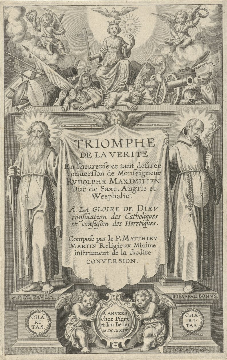 Titelside for: Triomphe de la Verite, 1624 af Karel van Mallery