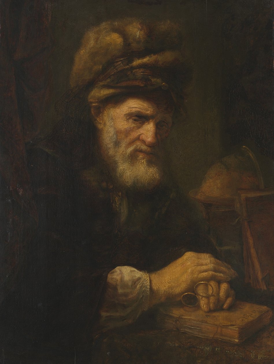En gammel mand i en pelshue, 1650-60 af Karel van der Pluym
