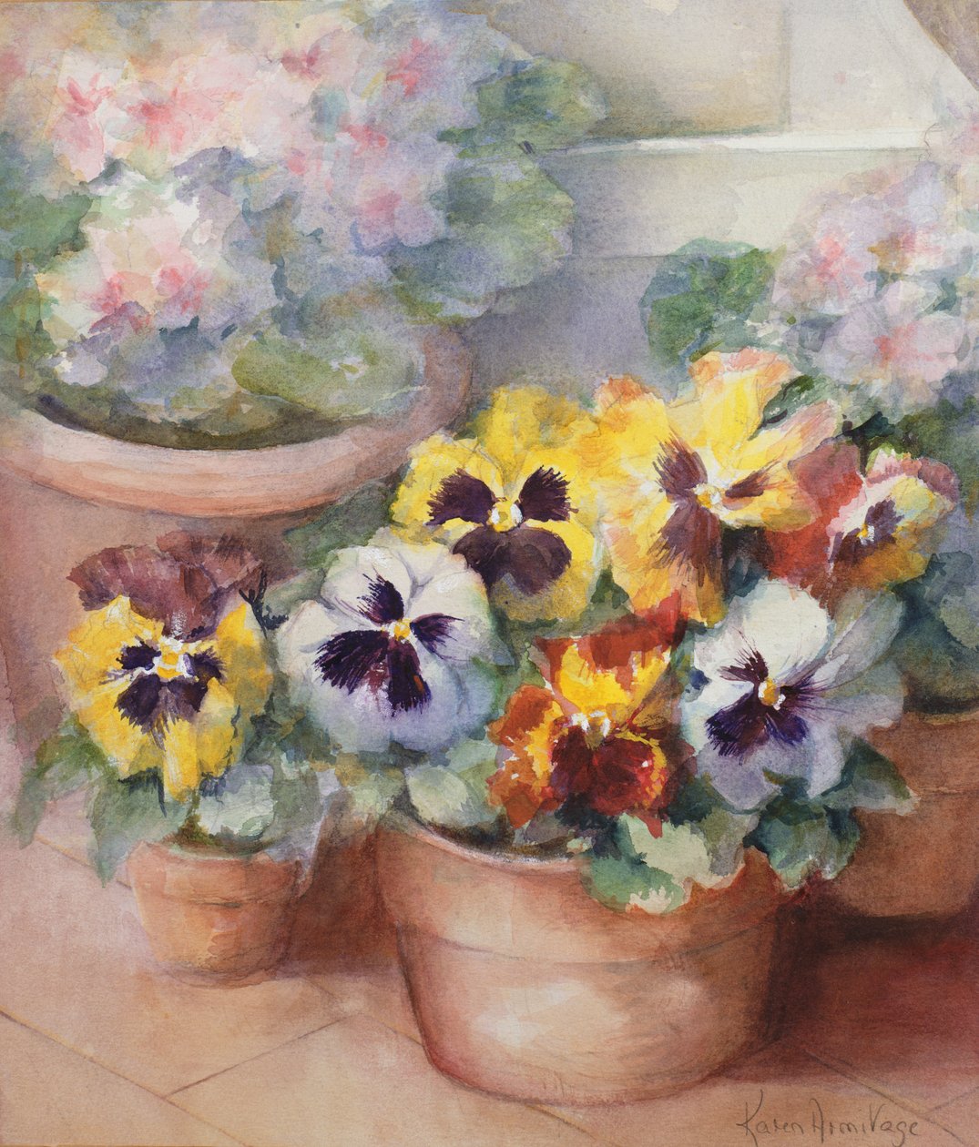 Stedmoderblomster i en udestue af Karen Armitage