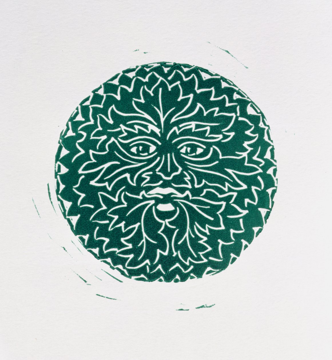 Den grønne mand, 1998 (linosnit og papir) af Karen Cater