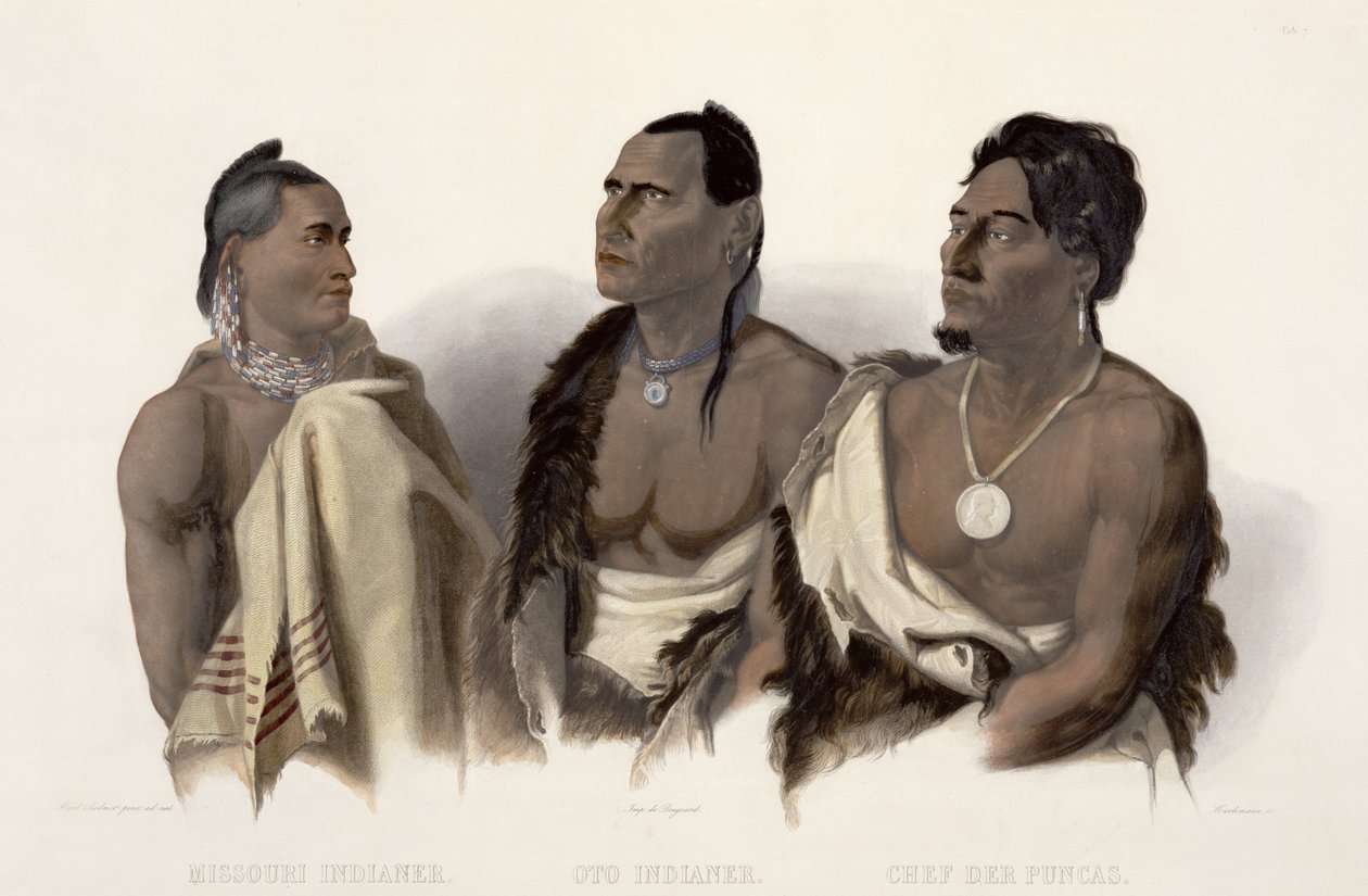 En Missouri-indianer, en Oto-indianer og Chief of the Puncas, plade 7 fra 