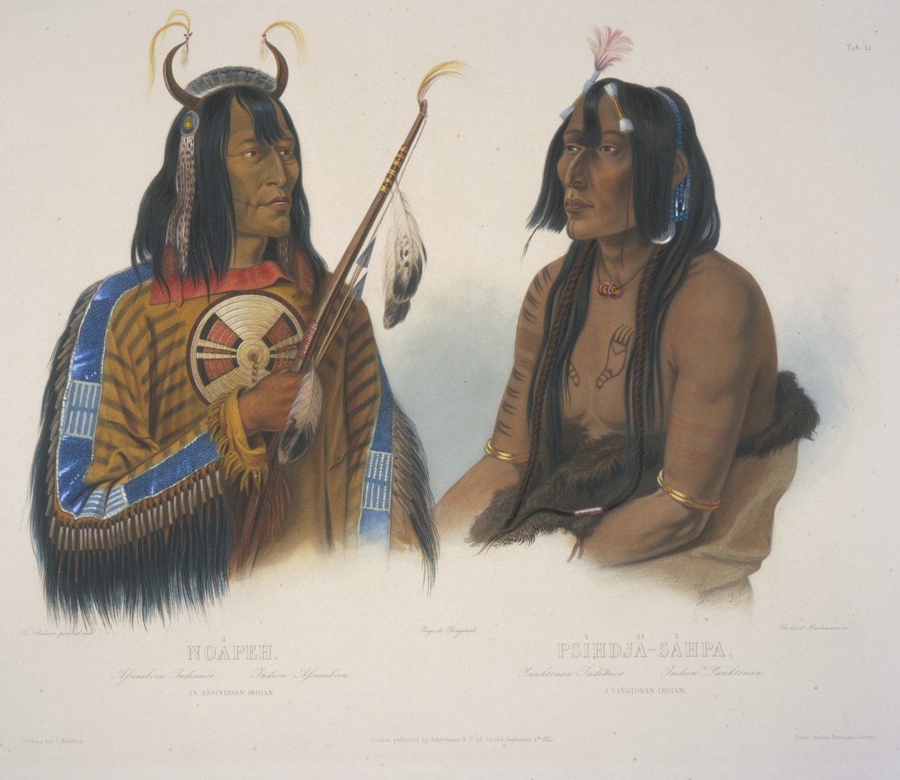 En Assiniboin-indianer og en Yanktonan-indianer af Karl Bodmer
