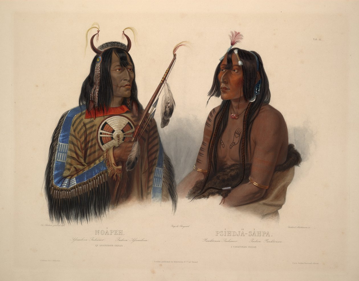En Assiniboin -indianer og en Yanktonan -indianer af Karl Bodmer
