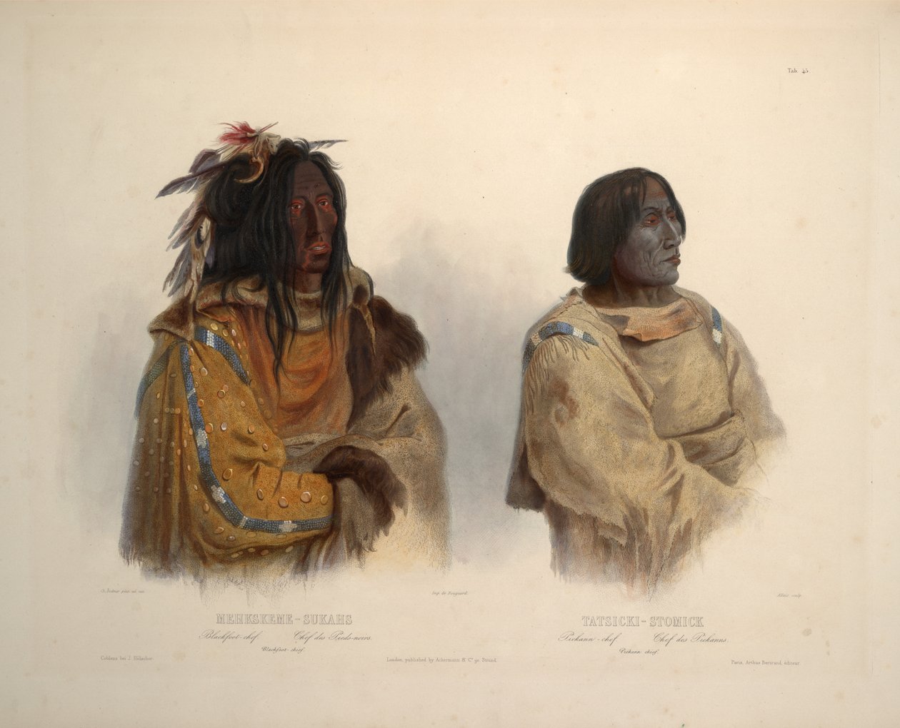 Blackfoot chef og Peikann chef af Karl Bodmer