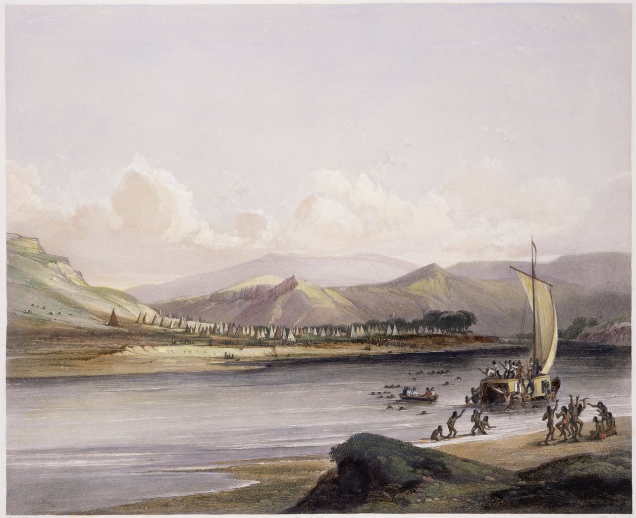 Camp of the Gros Ventres of the Prairies on the Upper Missouri, plade 38 fra bind 2 af 