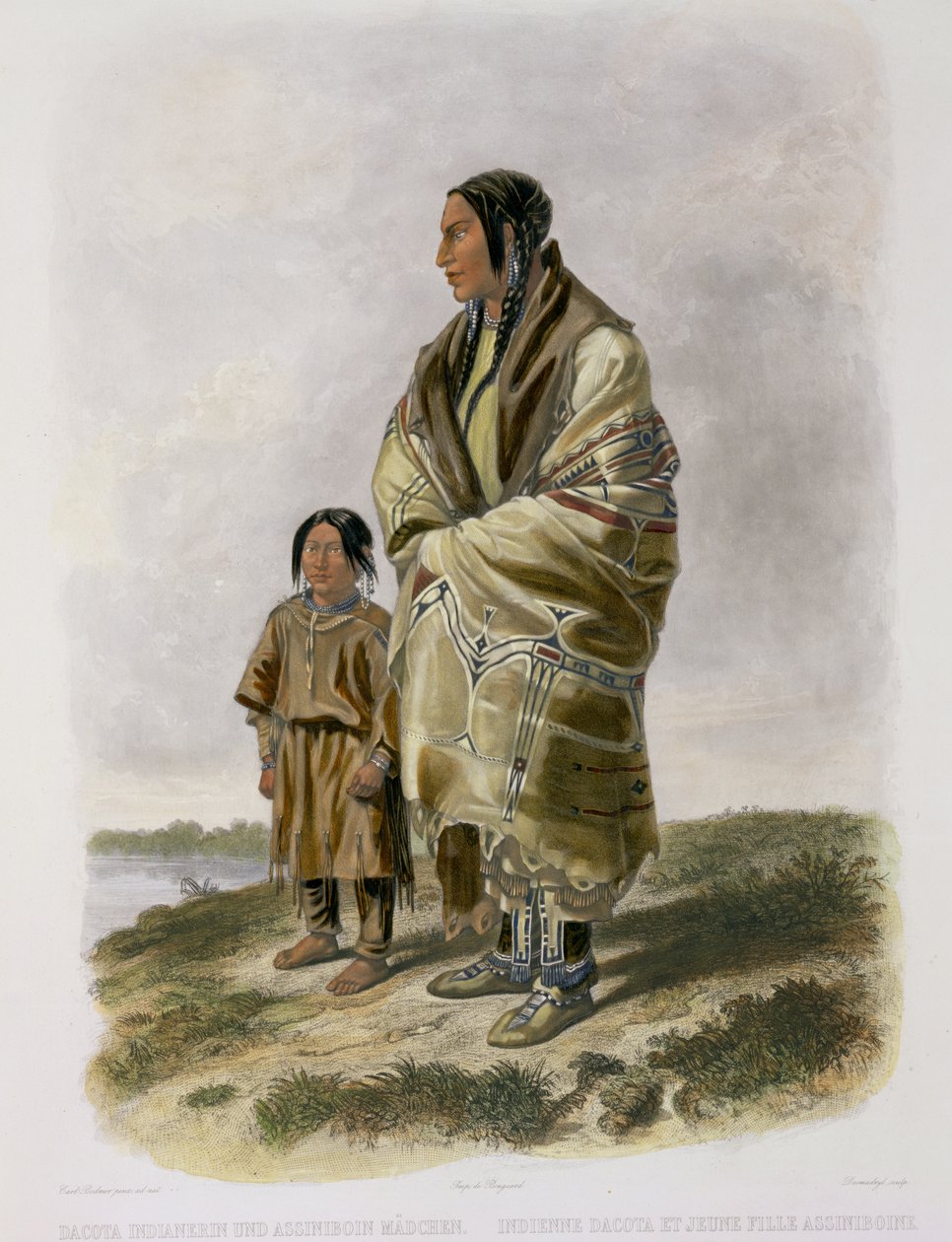 Dacota Woman and Assiniboin Girl, plade 9 fra bind 2 af `Rejser i det indre af Nordamerika