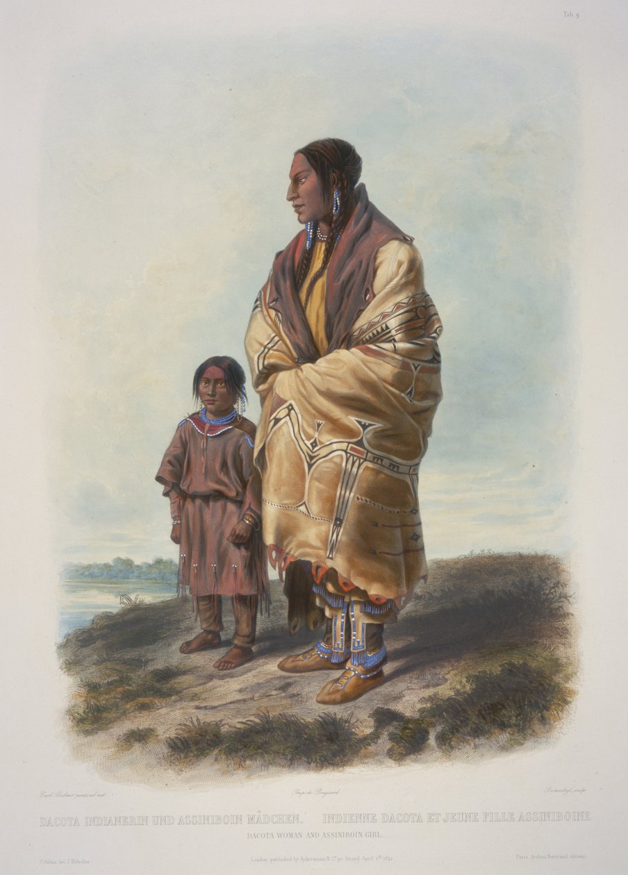 Dakota Woman og Assiniboin Girl af Karl Bodmer