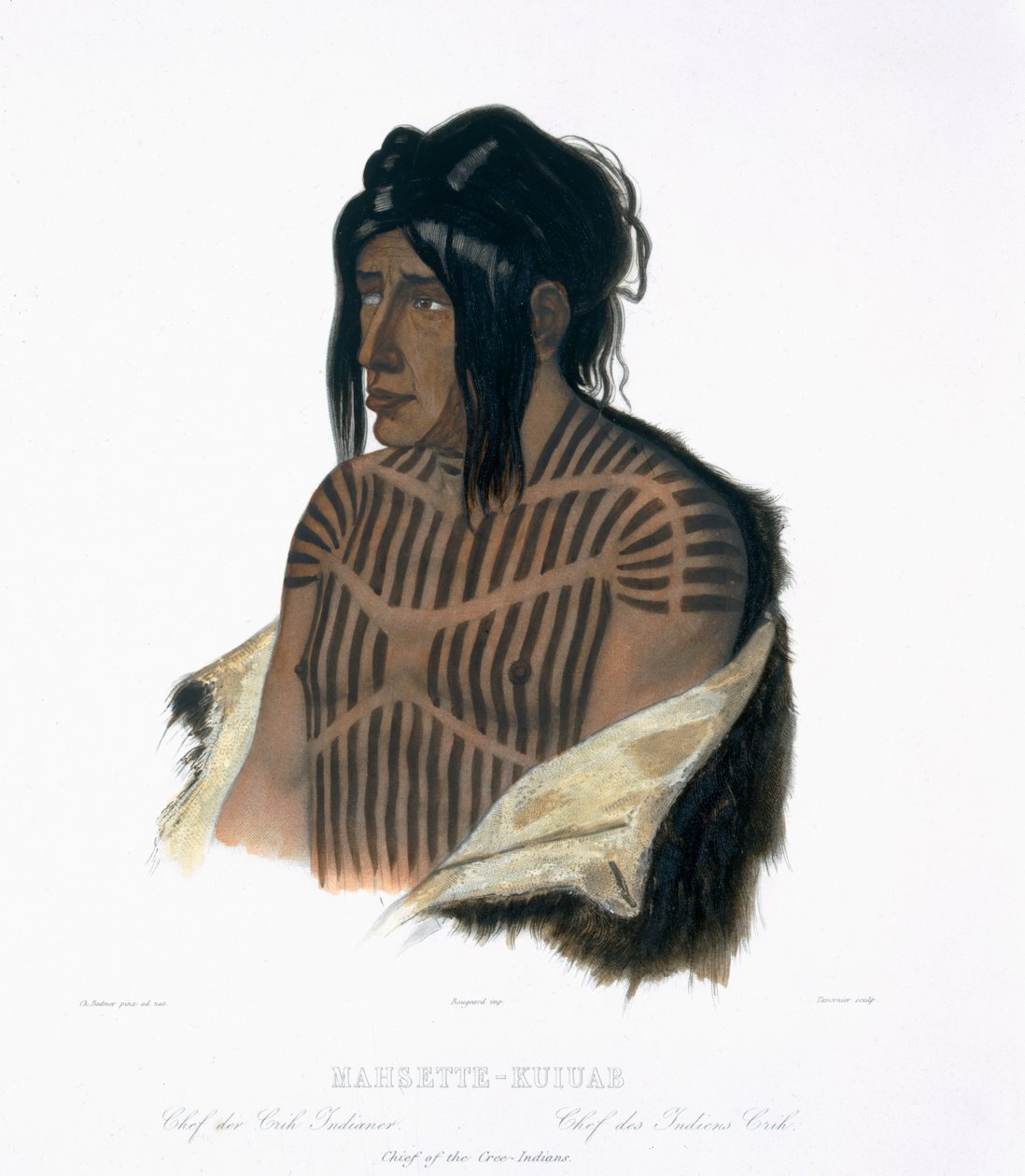 Mahsette-Kuiuab, Chief of the Cree Indians, plade 22 fra bind 1 af `Rejser i det indre af Nordamerika