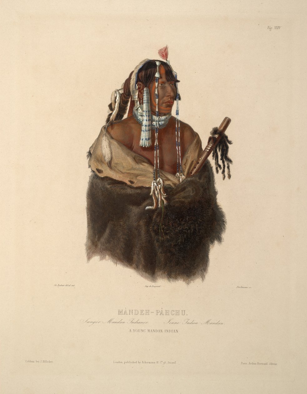 Mandeh-Pahchu En ung mandisk indianer af Karl Bodmer