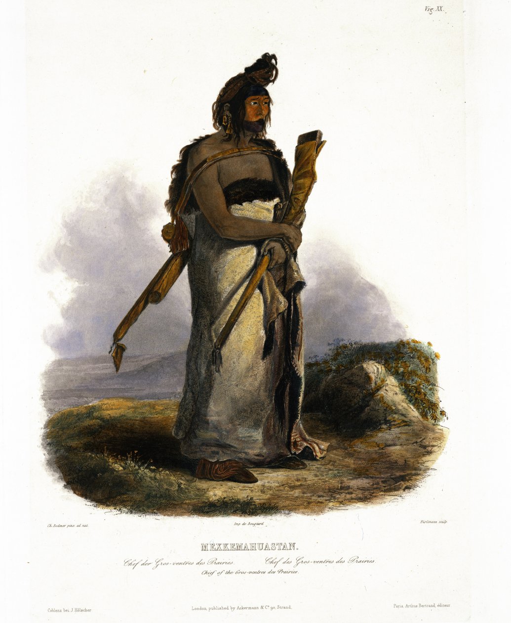 Mexkemahuastan, Chief of the Gros-Ventres of the Prairies, plade 20 fra bind 1 af 