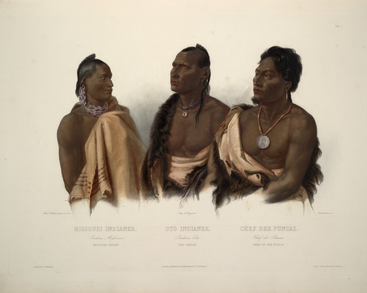 Missouri indian Oto indian og chef for Puncas af Karl Bodmer