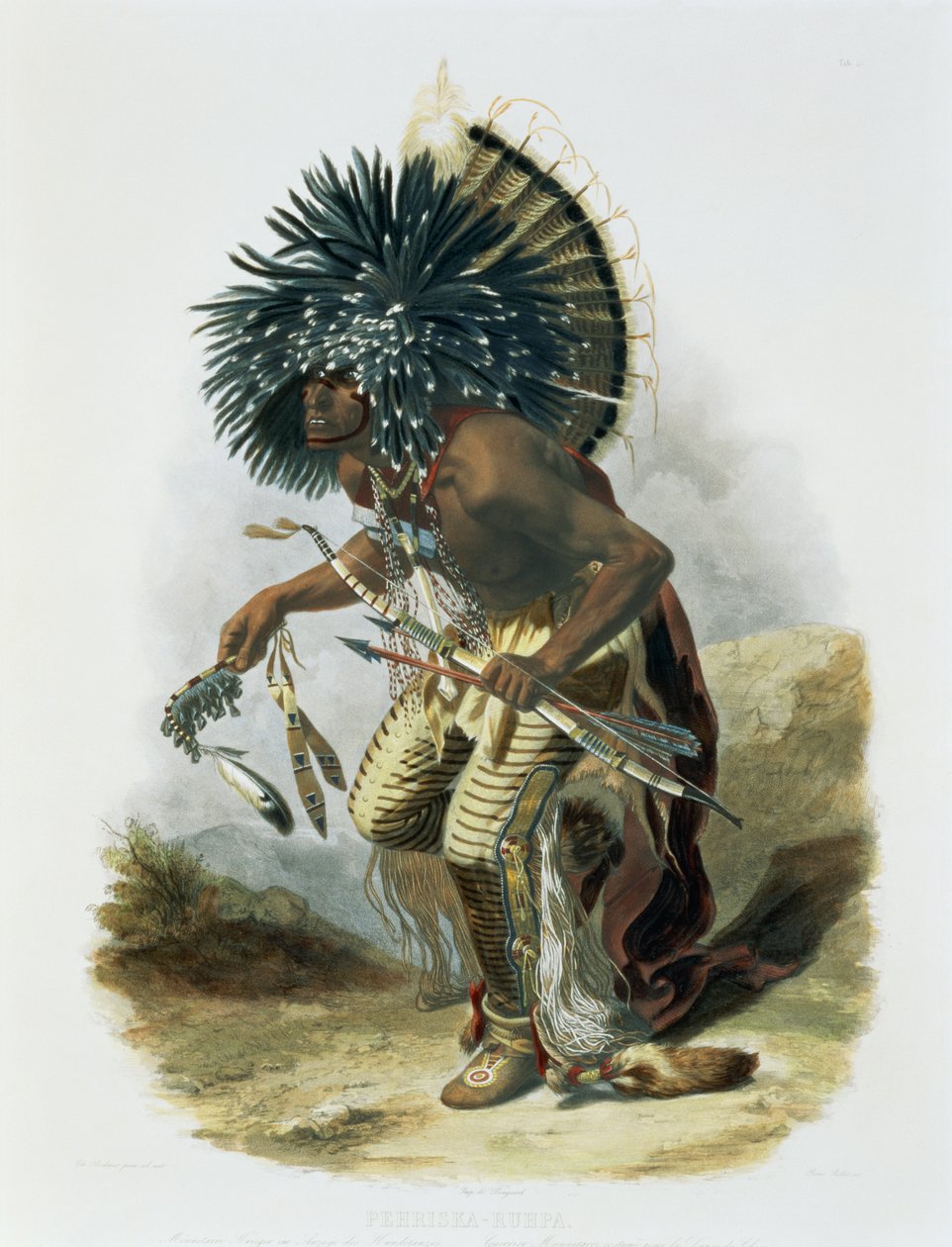 Pehriska-Ruhpa, Minatarre Warrior in the Costume of the Dog Dance, plade 23 fra bind 2 af 