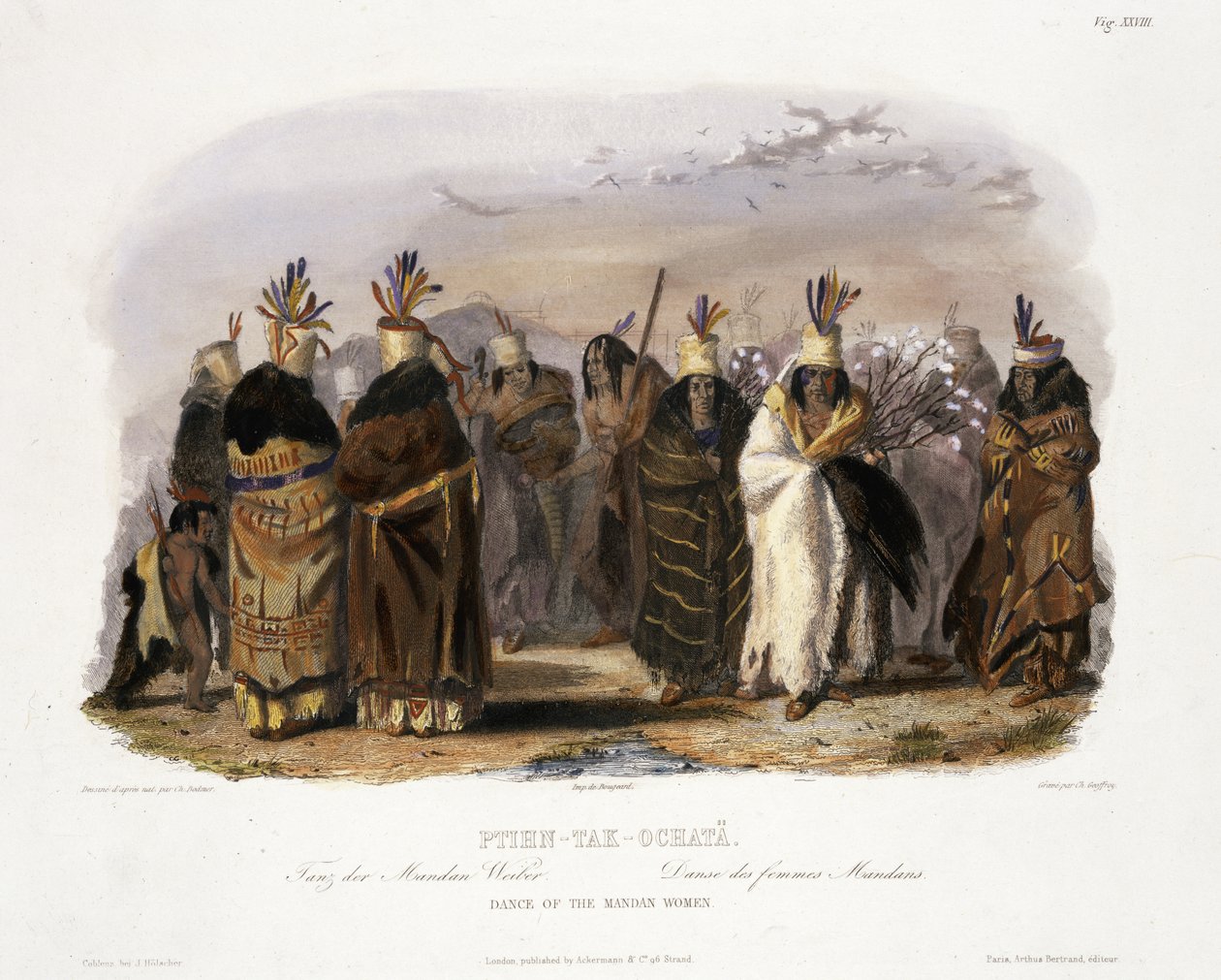 Ptihn-Tak-Ochata, Dance of the Mandan Women, plade 28 fra bind 1 af 