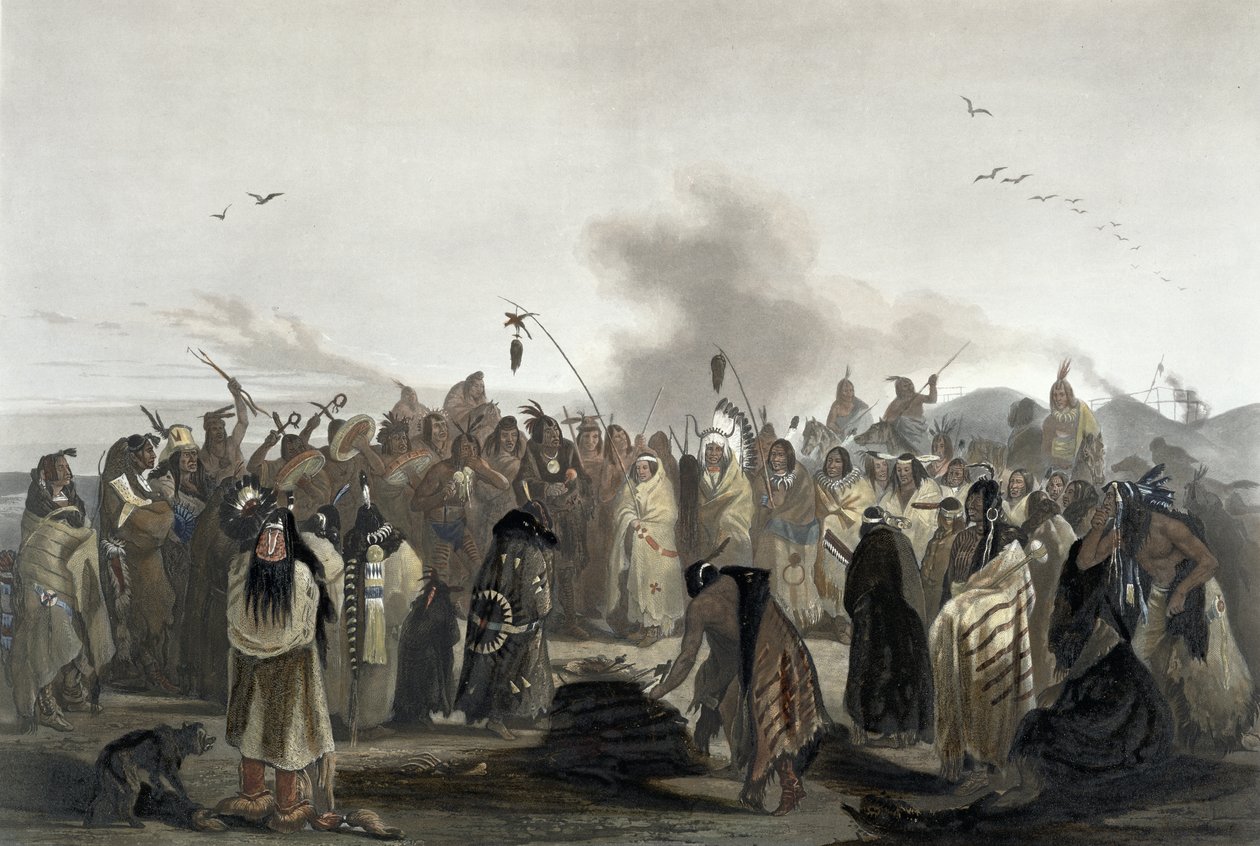 Scalp Dance of the Minatarres, plade 27 fra bind 2 af `Rejser i det indre af Nordamerika