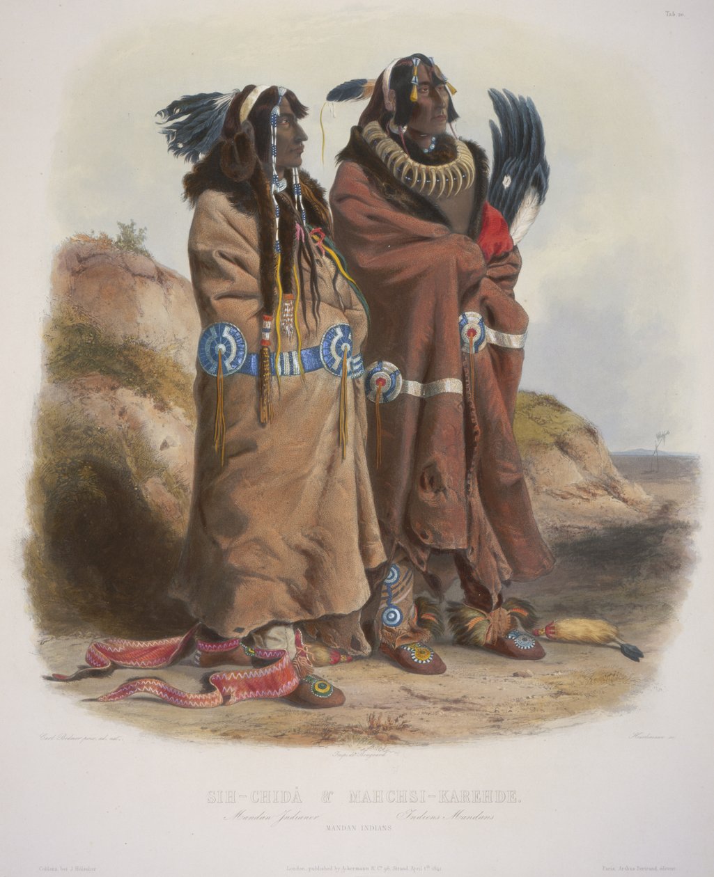 Sih-Chida og Mahchsi-Karehde, mandan-indianere af Karl Bodmer