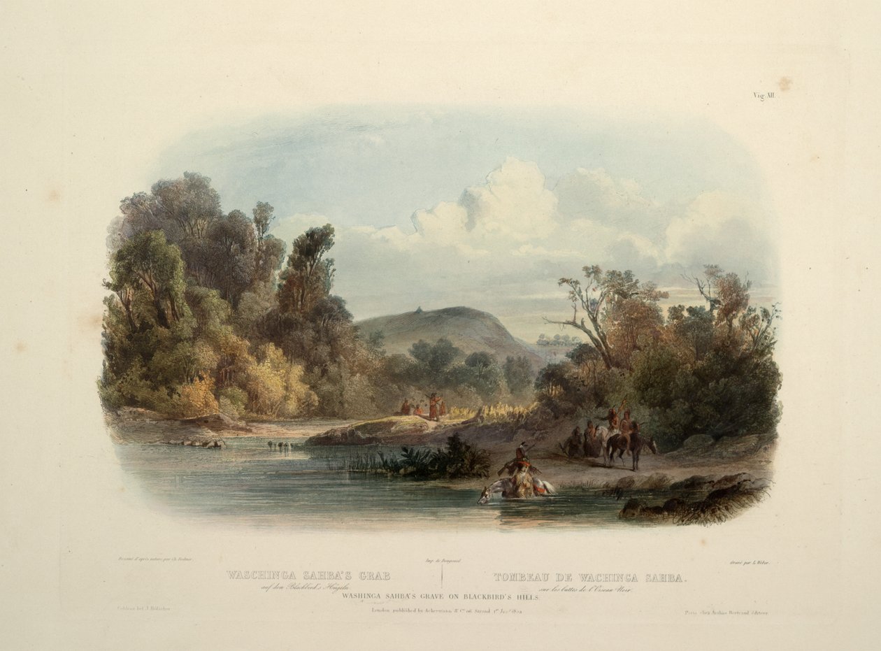 Washinga Sabas grav på Blackbirds -bakken af Karl Bodmer