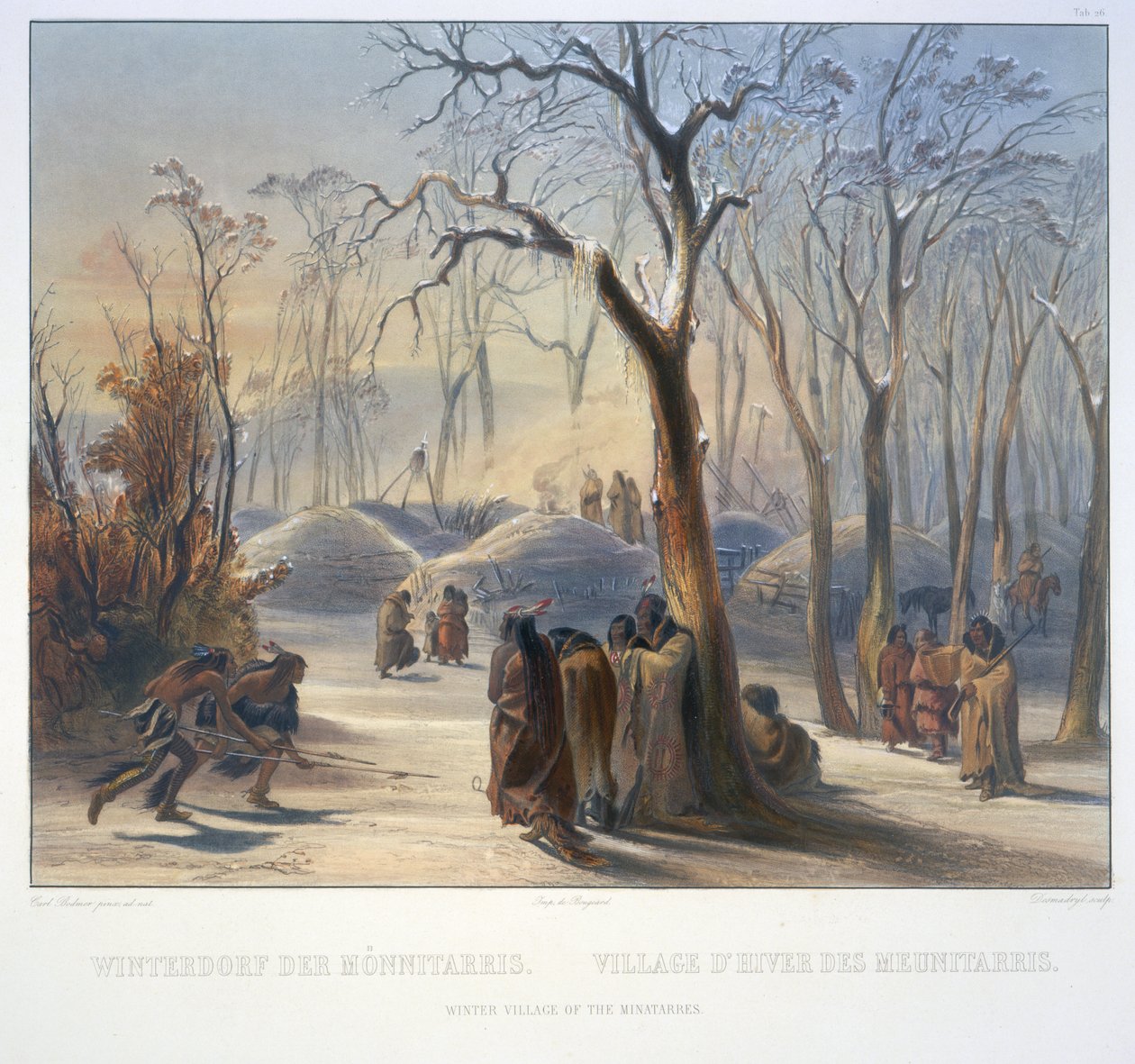 Minatarernes vinterlandsby af Karl Bodmer