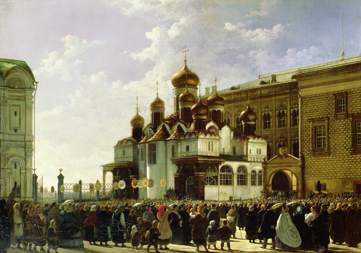 Påskeoptog ved Maria Annunciation Cathedral i Moskva, 1860 af Karl Fridrikh Petrovich Bodri
