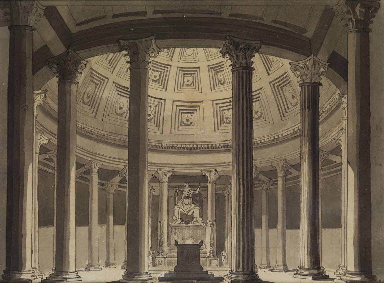 Scenedesign til templet i Vesta af Karl Friedrich Schinkel