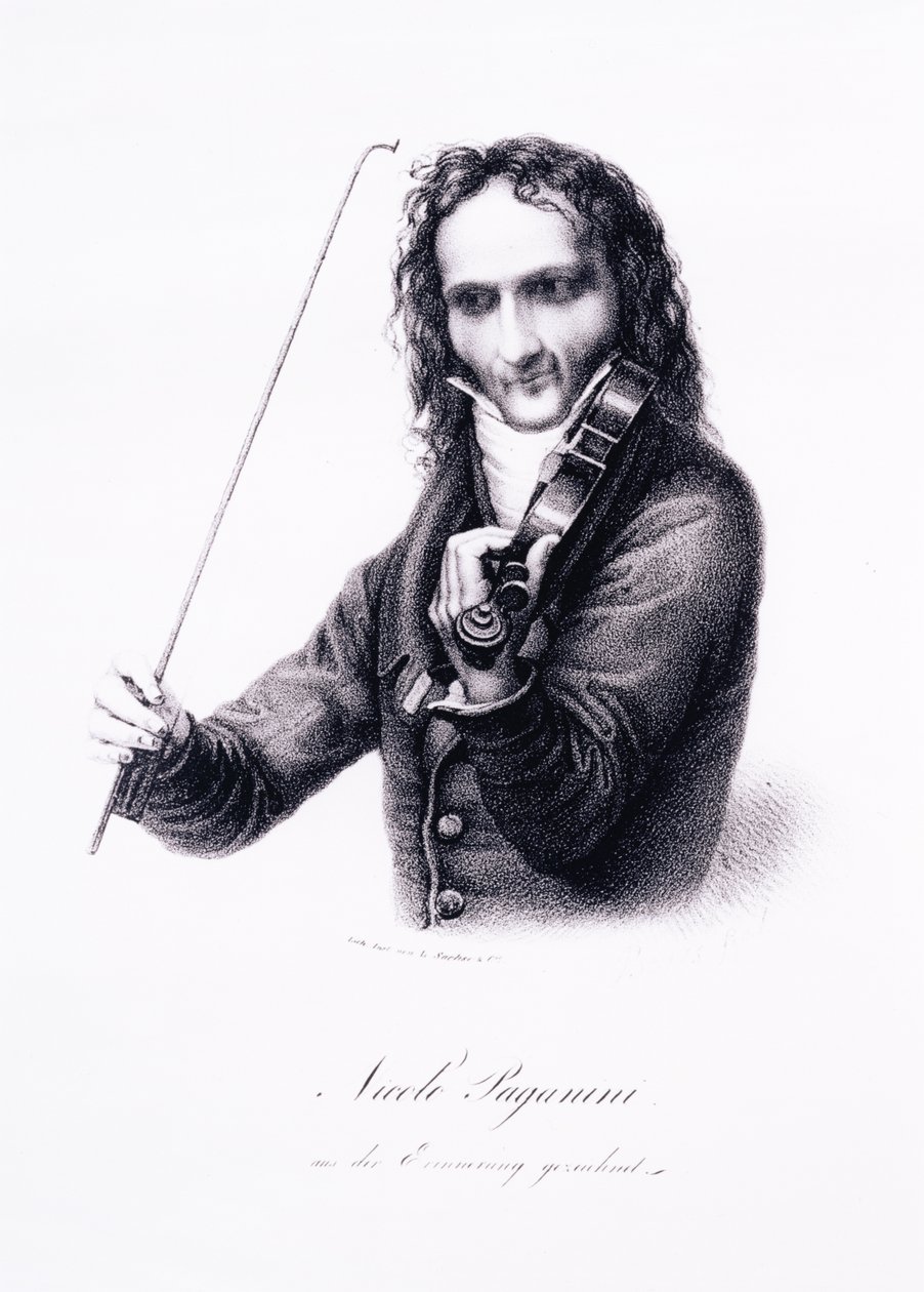 Portræt af Niccolo Paganini, italiensk violinist af Karl Joseph Begas