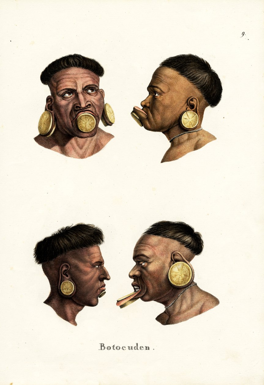 Botocudo People, 1824 af Karl Joseph Brodtmann