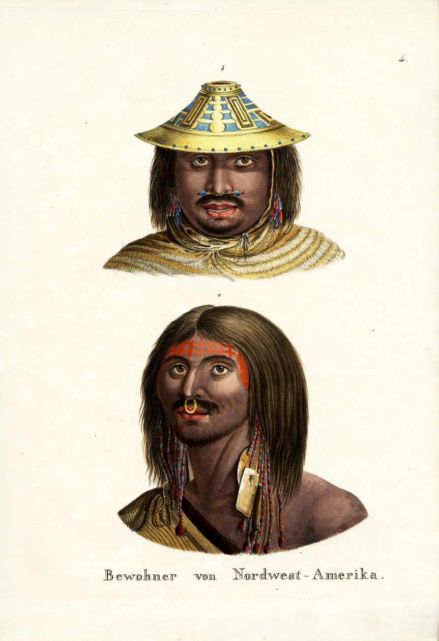 Nordamerikanske nordvestkystindianere, 1824 af Karl Joseph Brodtmann
