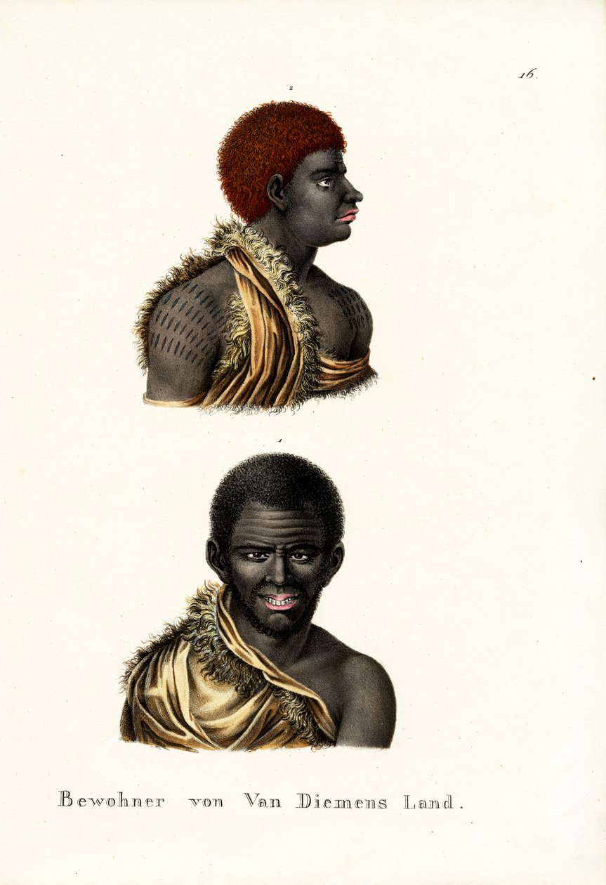 Tasmanske aboriginer - Van Diemens land, 1824 af Karl Joseph Brodtmann