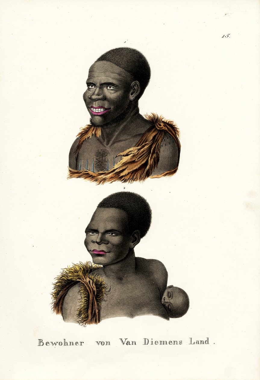 Tasmanske aboriginer - Van Diemens land, 1824 af Karl Joseph Brodtmann