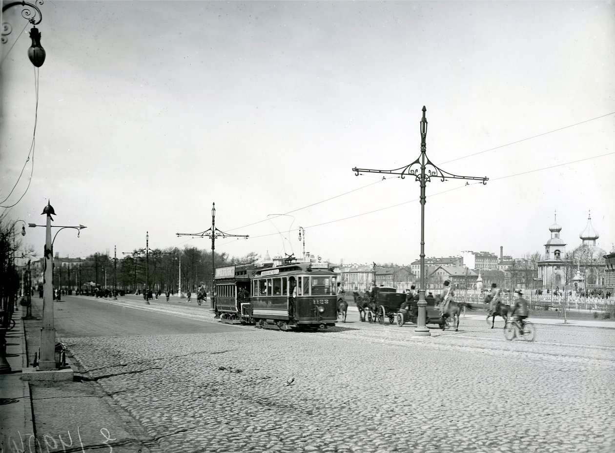 Elektriske sporvogne i Sankt Petersborg, ca. 1910 af Karl Karlovich Bulla