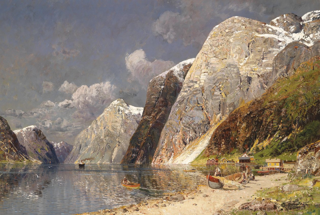Stort fjordlandskab af Karl Kaufmann